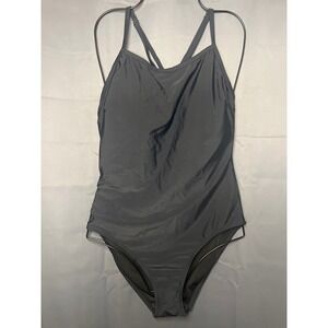 Tempt Me Womens Black One Piece Swimsuit High Neck Racerback Cutout Size Large